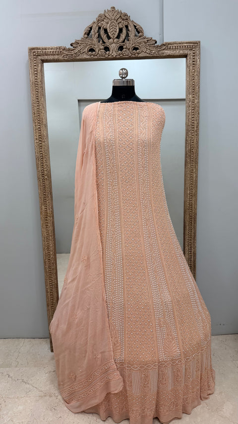 Anarkali Heavy Pearl, Cutdana and Sequence Beige