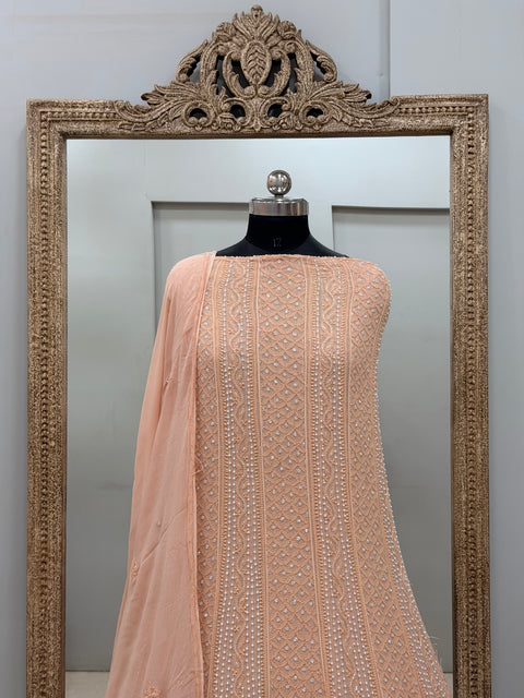 Anarkali Heavy Pearl, Cutdana and Sequence Beige