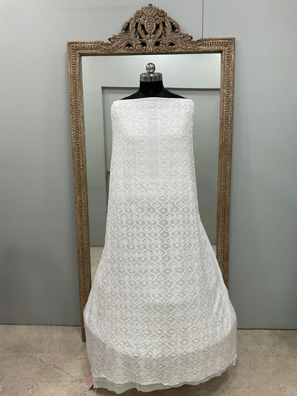 Premium Gents Kurta Pure Georgette White 06