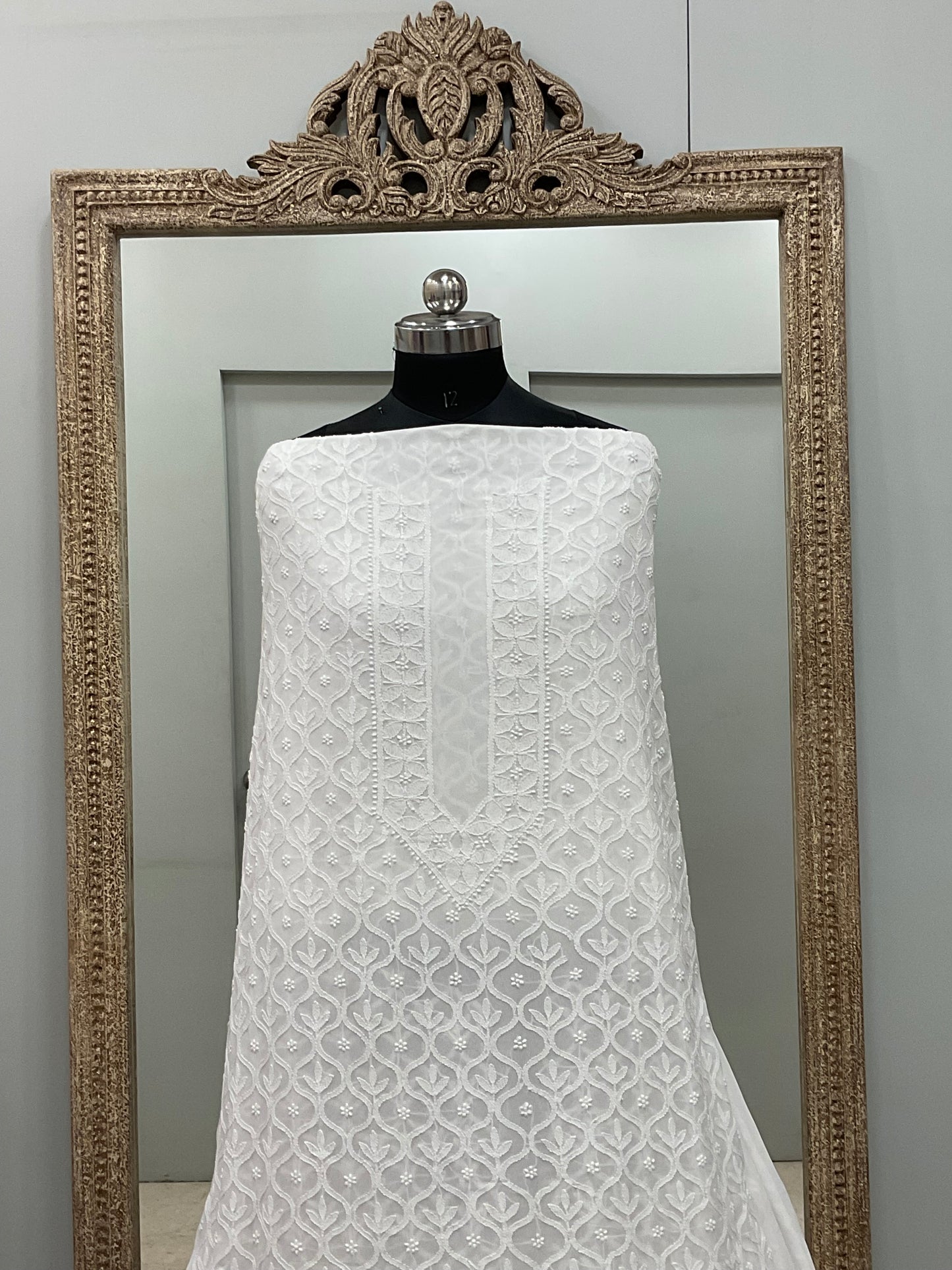 Premium Gents Kurta Pure Georgette White 06