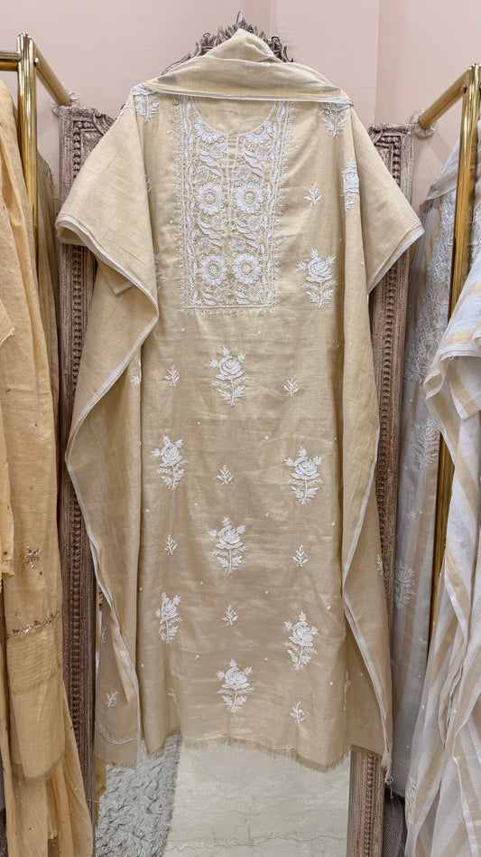 Tissue Straight Booty Pearl and Cutdana Golden Beige