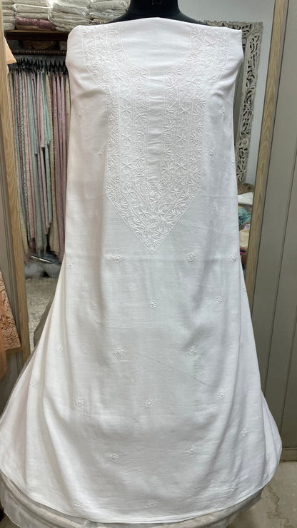 Gents Kurta Pure Linen Cotton Booty Off White 01