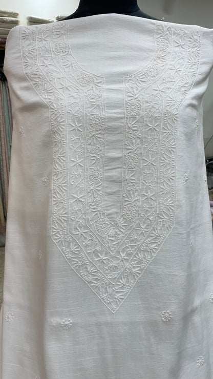 Gents Kurta Pure Linen Cotton Booty Off White 01