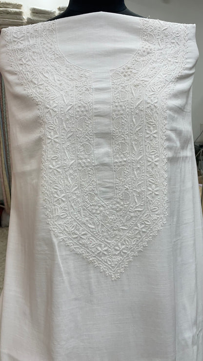 Gents Kurta Pure Linen Cotton Booty Off White 02