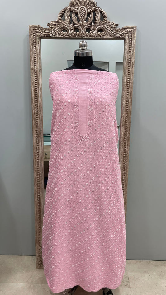 Gents Kurta Pure Chanderi Front Jaal Heavy Cutdana and Pearl Pink