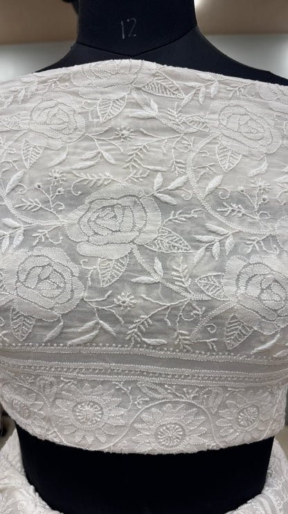 Pure Georgette Lehenga With Heavy Fine Chikan Work Off White 02