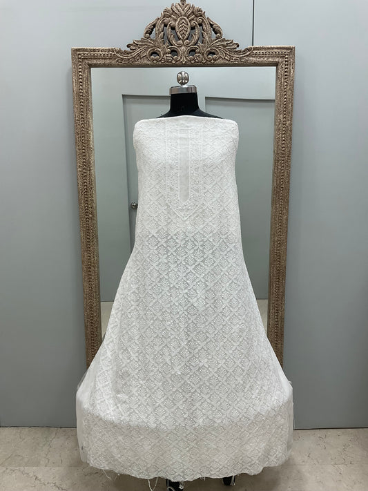 Premium Gents Kurta Pure Georgette White 01