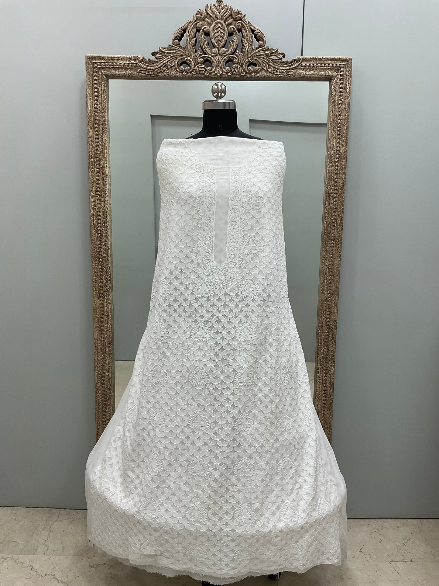 Premium Gents Kurta Pure Georgette White 03