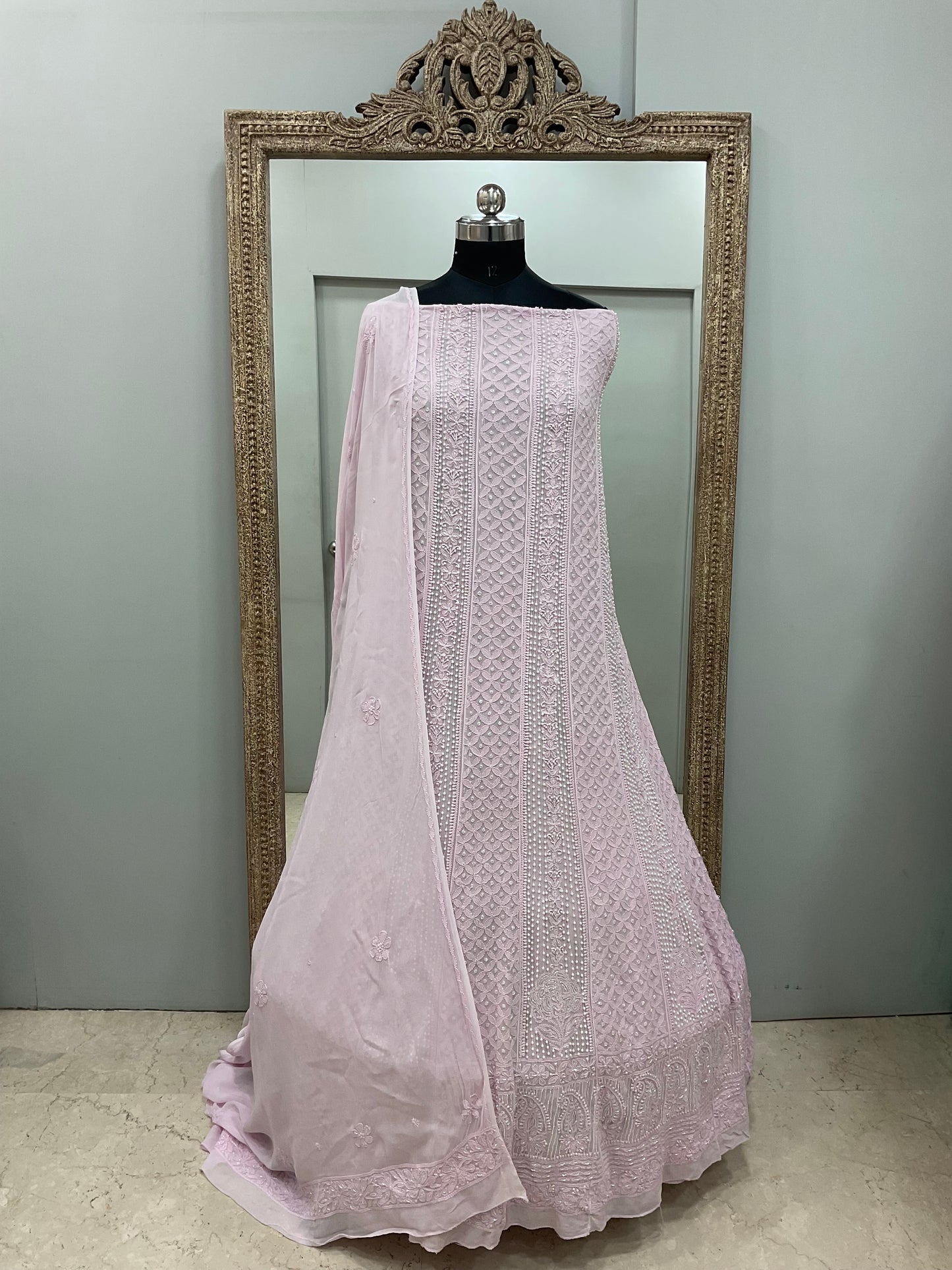 Anarkali Heavy Pearl, Cutdana and Sequence Lilac