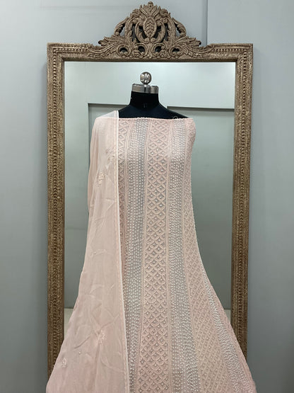 Anarkali Heavy Pearl, Cutdana and Sequence Peach