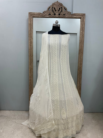 Anarkali Heavy Pearl, Cutdana and Sequence Cream
