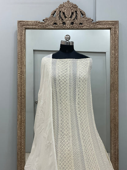 Anarkali Heavy Pearl, Cutdana and Sequence Cream