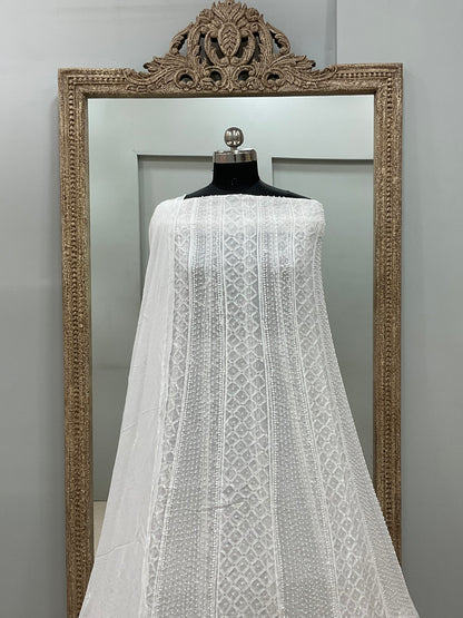 Georgette Anarkali Heavy Pearl And Cutdana Work White 04