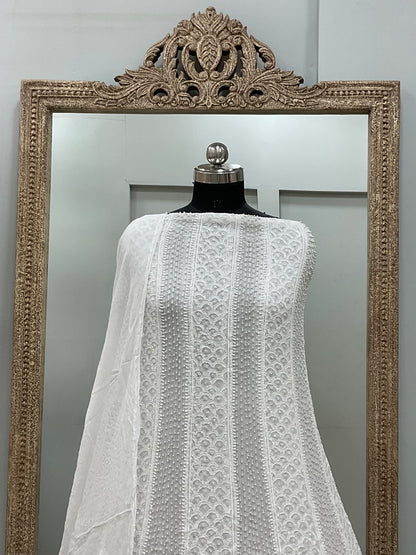 Georgette Anarkali Pearl And Cutdana Work White 02