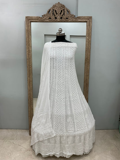 Georgette Anarkali Pearl And Cutdana Work White 03