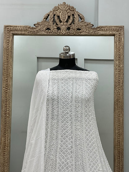 Georgette Anarkali Pearl And Cutdana Work White 03