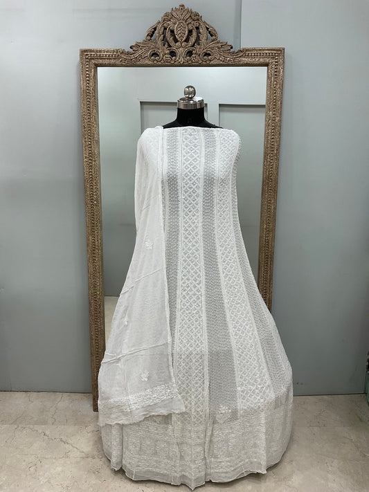 Georgette Anarkali Pearl And Cutdana Work White 04