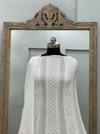 Georgette Anarkali Pearl And Cutdana Work White 06