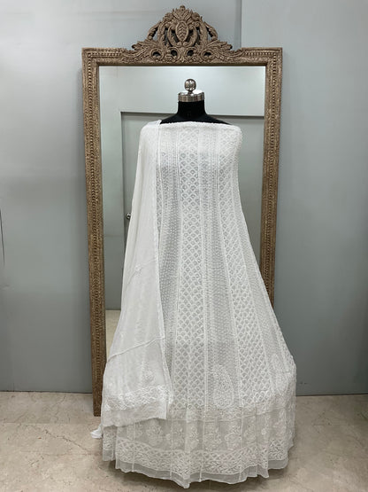 Georgette Anarkali Pearl And Cutdana Work White 07
