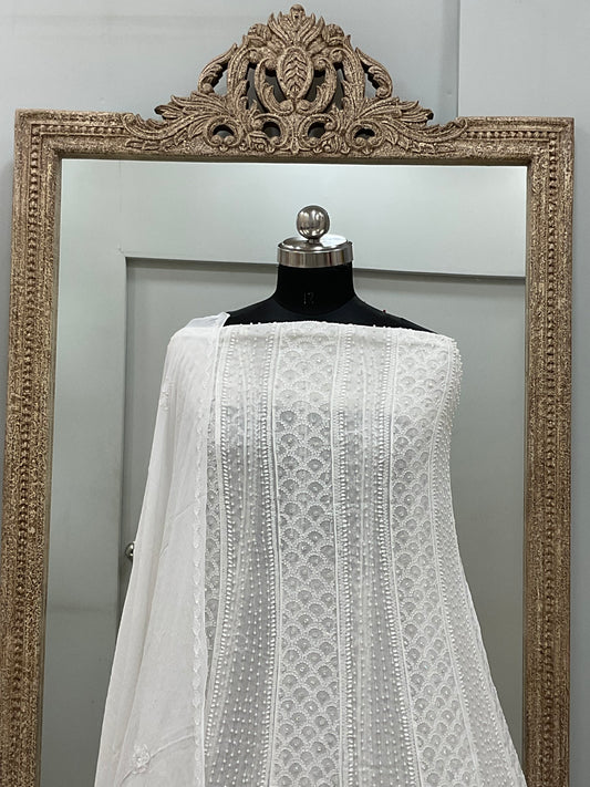 Georgette Anarkali Pearl And Cutdana Work White 07