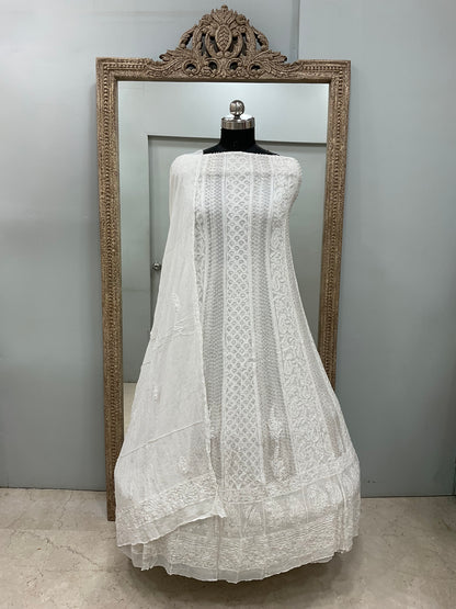 Georgette Anarkali Pearl And Cutdana Work White 08