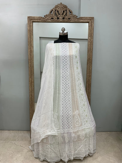 Georgette Anarkali Multicoloured Pearl And Cutdana Work White 03