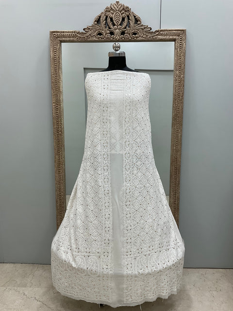 Premium Gents Sherwaani Pure Georgette with Mukaish Work Off-White