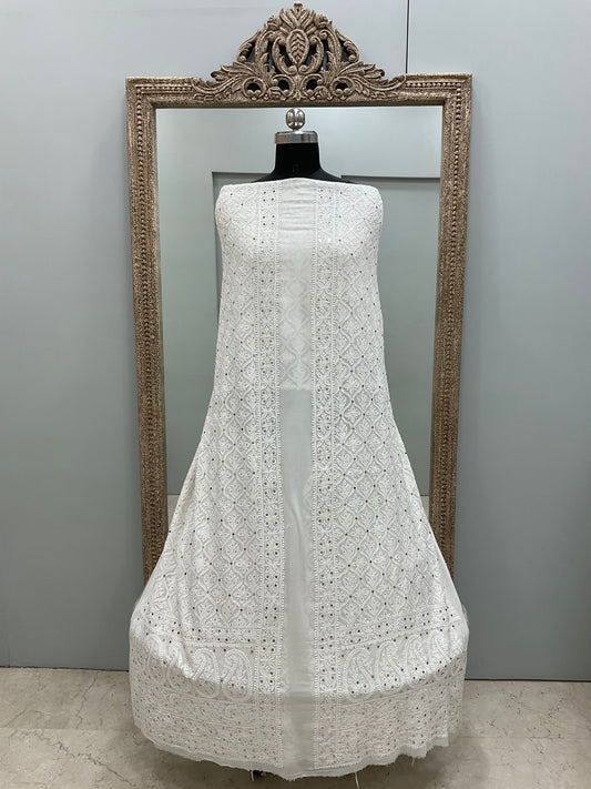 Premium Gents Sherwaani Pure Georgette with Mukaish Work Off-White