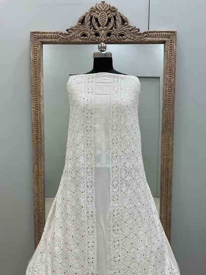 Premium Gents Sherwaani Pure Georgette with Mukaish Work Off-White