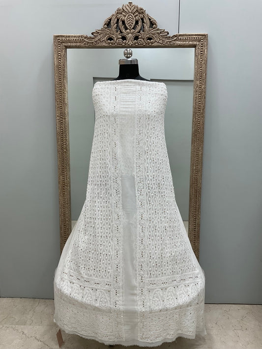Premium Gents Sherwaani Pure Georgette with Mukaish Work Off-White