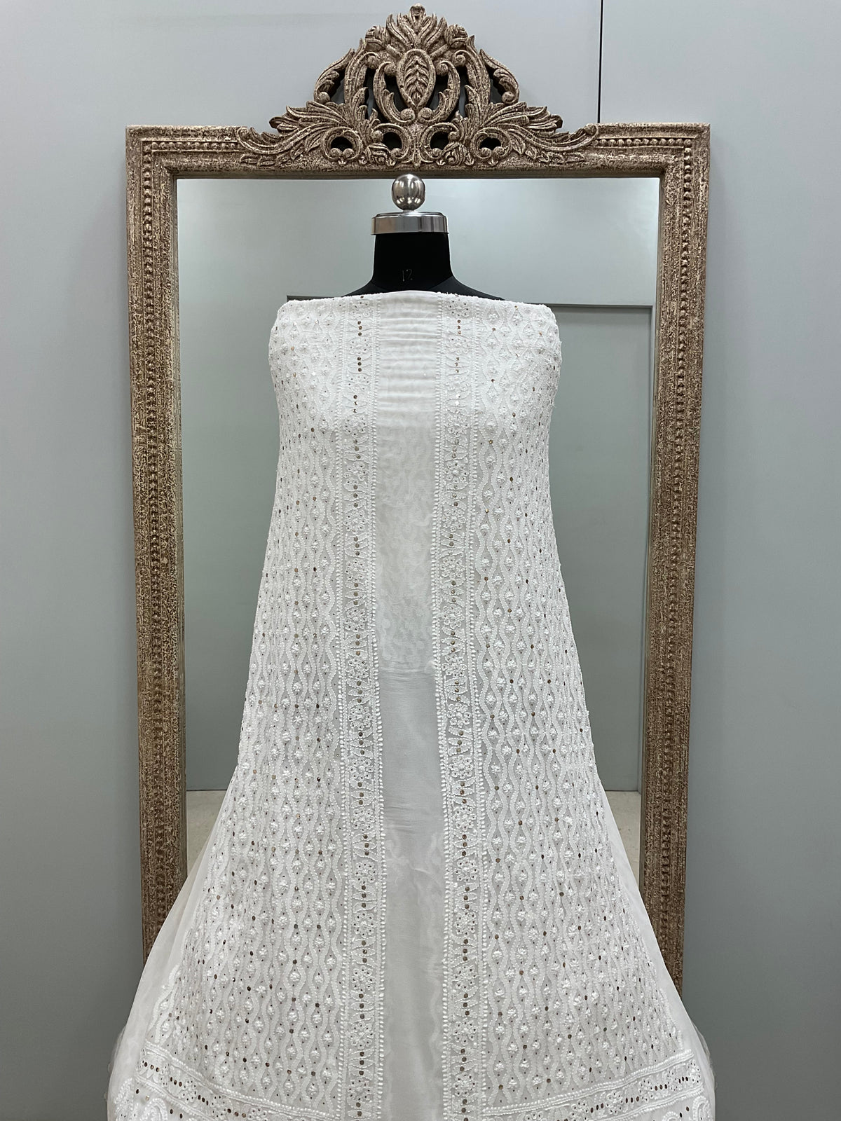 Premium Gents Sherwaani Pure Georgette with Mukaish Work Off-White