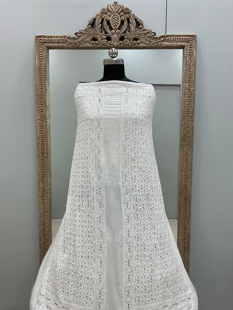 Premium Gents Sherwaani Pure Georgette with Mukaish Work Off-White