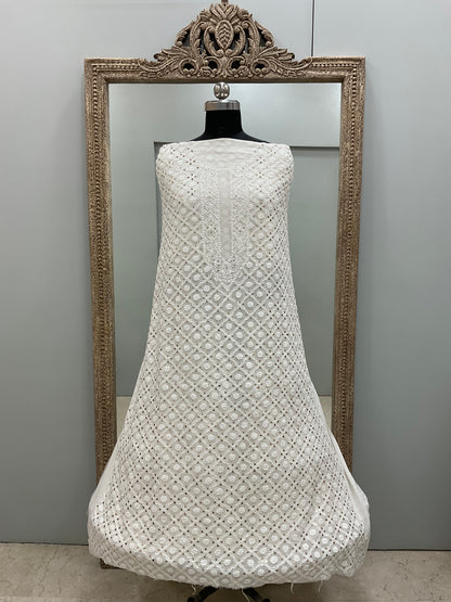 Premium Gents Kurta Pure Georgette With Mukaish Off-White
