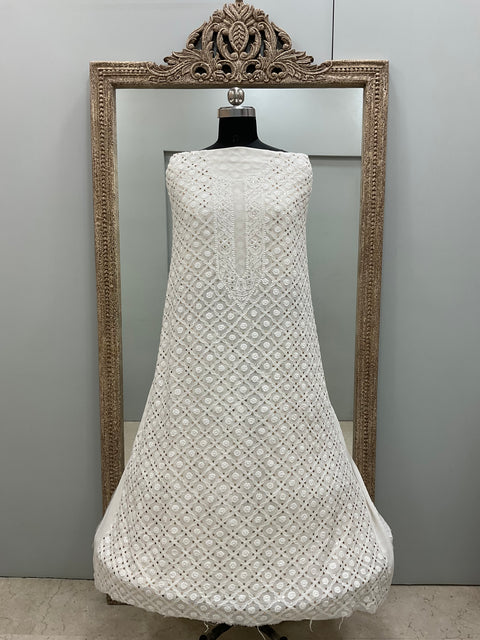 Premium Gents Kurta Pure Georgette With Mukaish Off-White