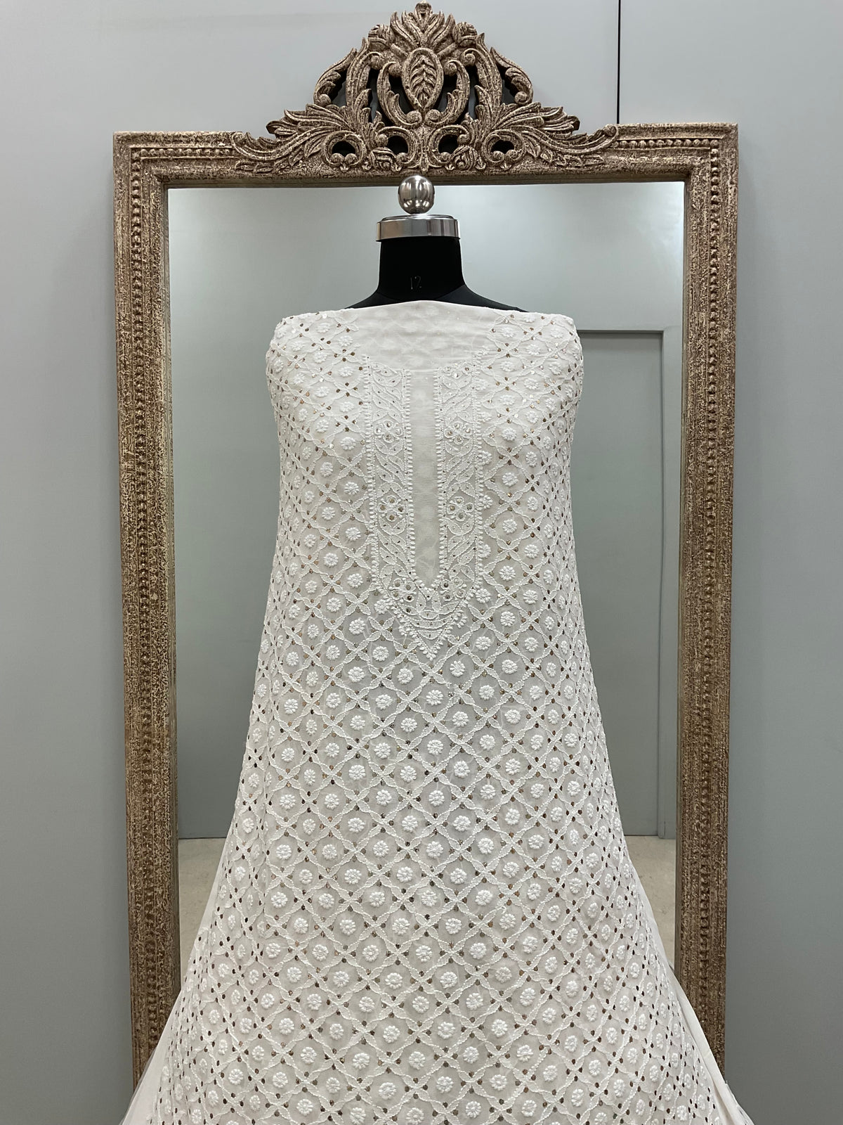 Premium Gents Kurta Pure Georgette With Mukaish Off-White