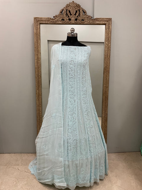 Anarkali Heavy Pearl, Cutdana and Sequence Blue