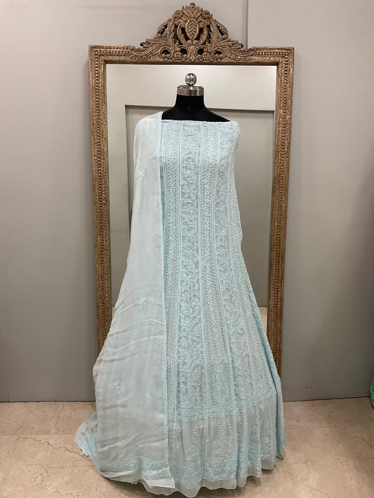 Anarkali Heavy Pearl, Cutdana and Sequence Blue