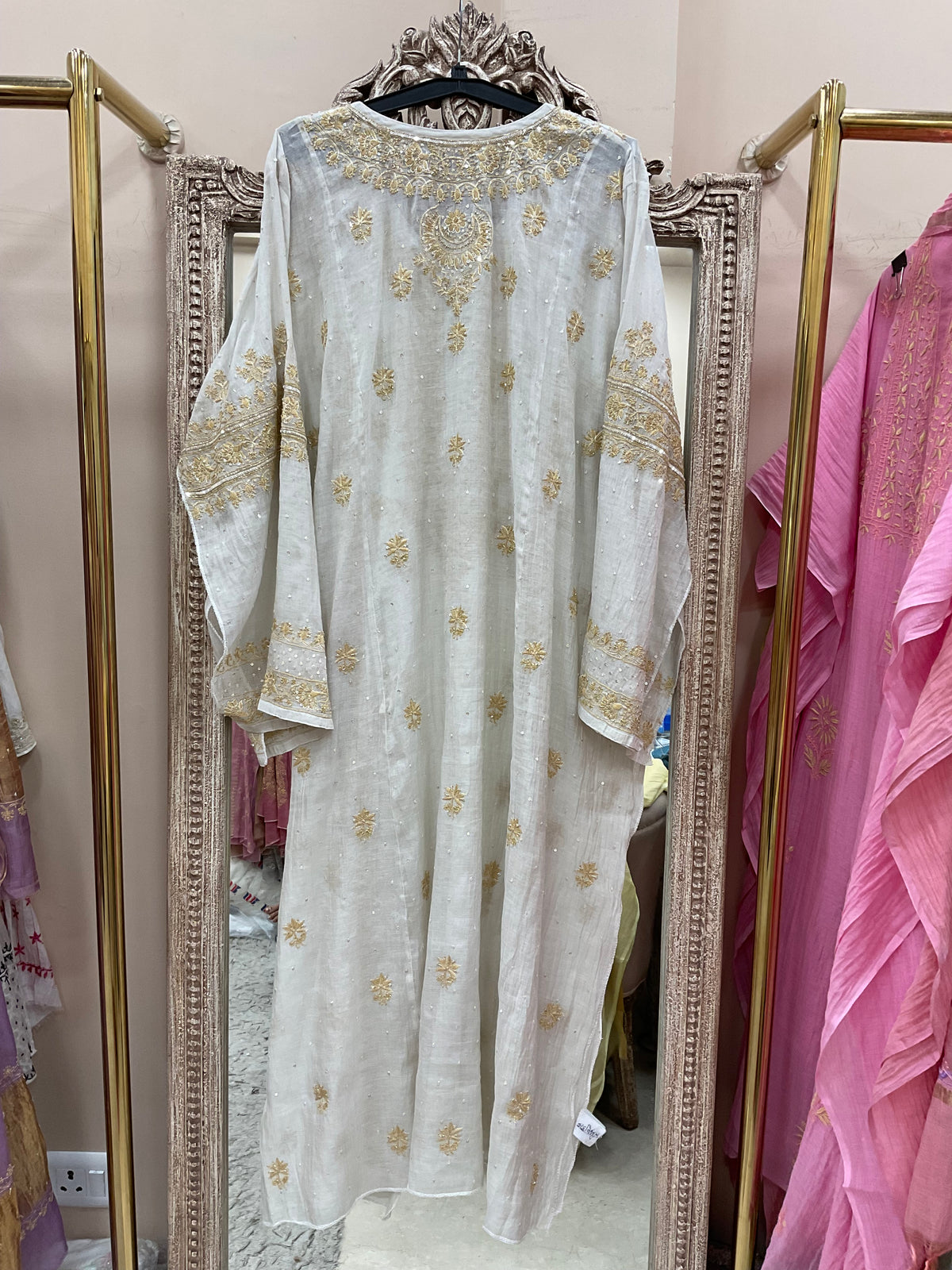 Tissue Semistihed Straight Pearl And Addon Work Shirt And Dupatta Silver