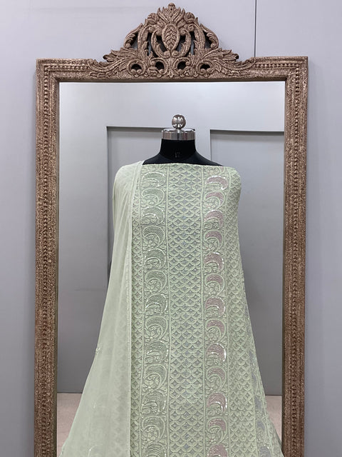 Multicolored Cutdana and Sequence Straight Green