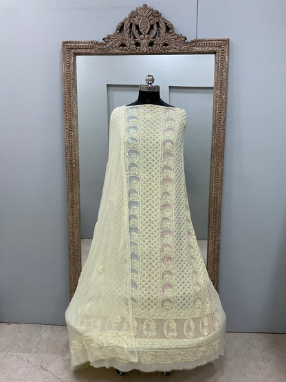 Multicolored Cutdana and Sequence Straight Yellow