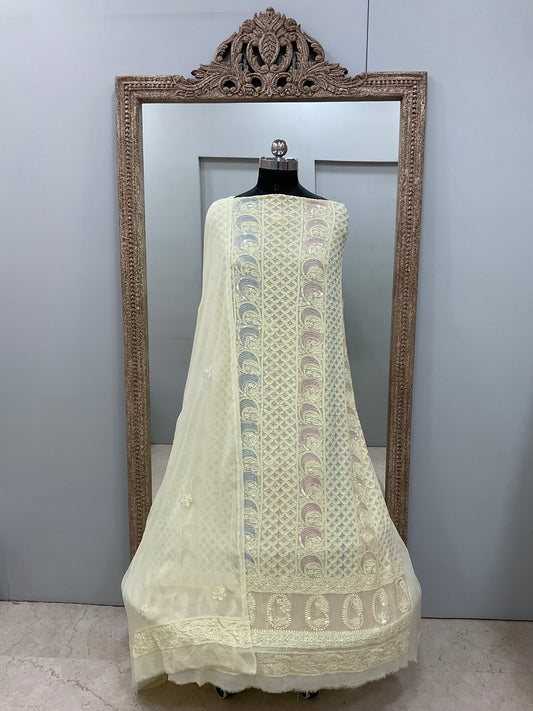 Multicolored Cutdana and Sequence Straight Yellow