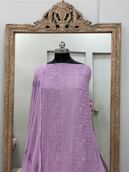 Multicolored Cutdana and Sequence Straight Purple