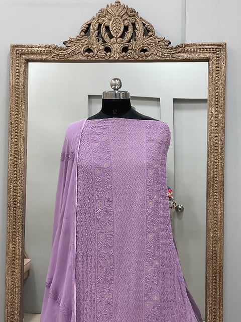 Multicolored Cutdana and Sequence Straight Purple