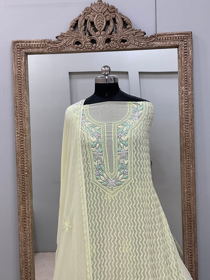 Parsi Gala Straight with Heavy Cutdana Lemon Green