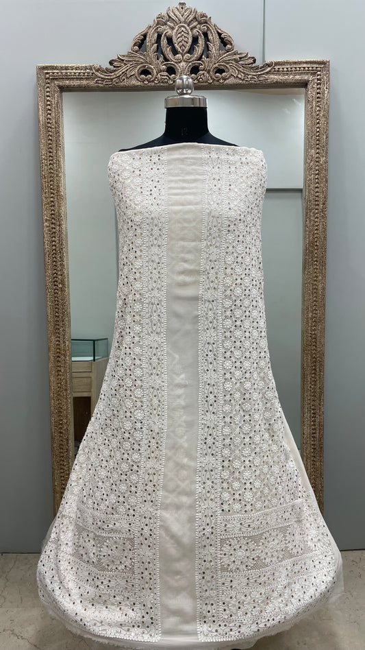 Premium Gents Sherwaani Pure Georgette with Mukaish Work Off-White