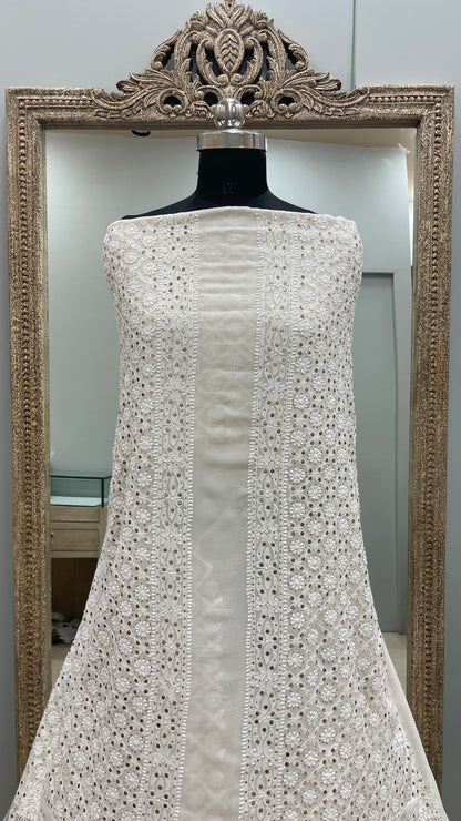 Premium Gents Sherwaani Pure Georgette with Mukaish Work Off-White