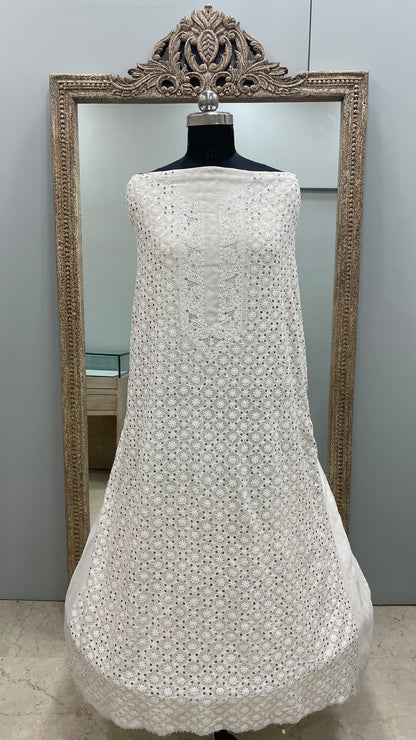Premium Gents Kurta Pure Georgette With Mukaish Off-White