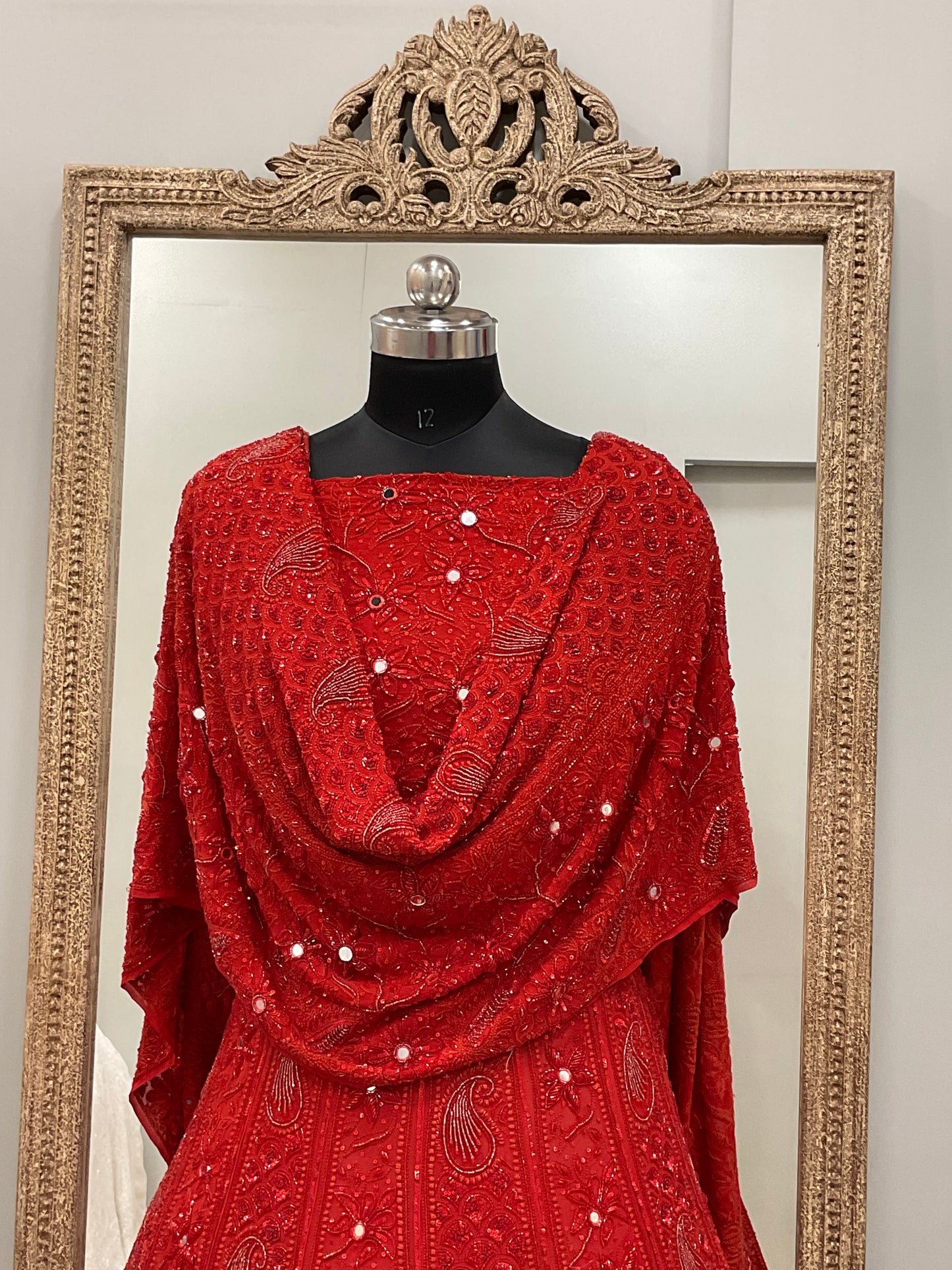Pure Georgette Lehenga Heavy Pearl, Cutdana and Sequence Red