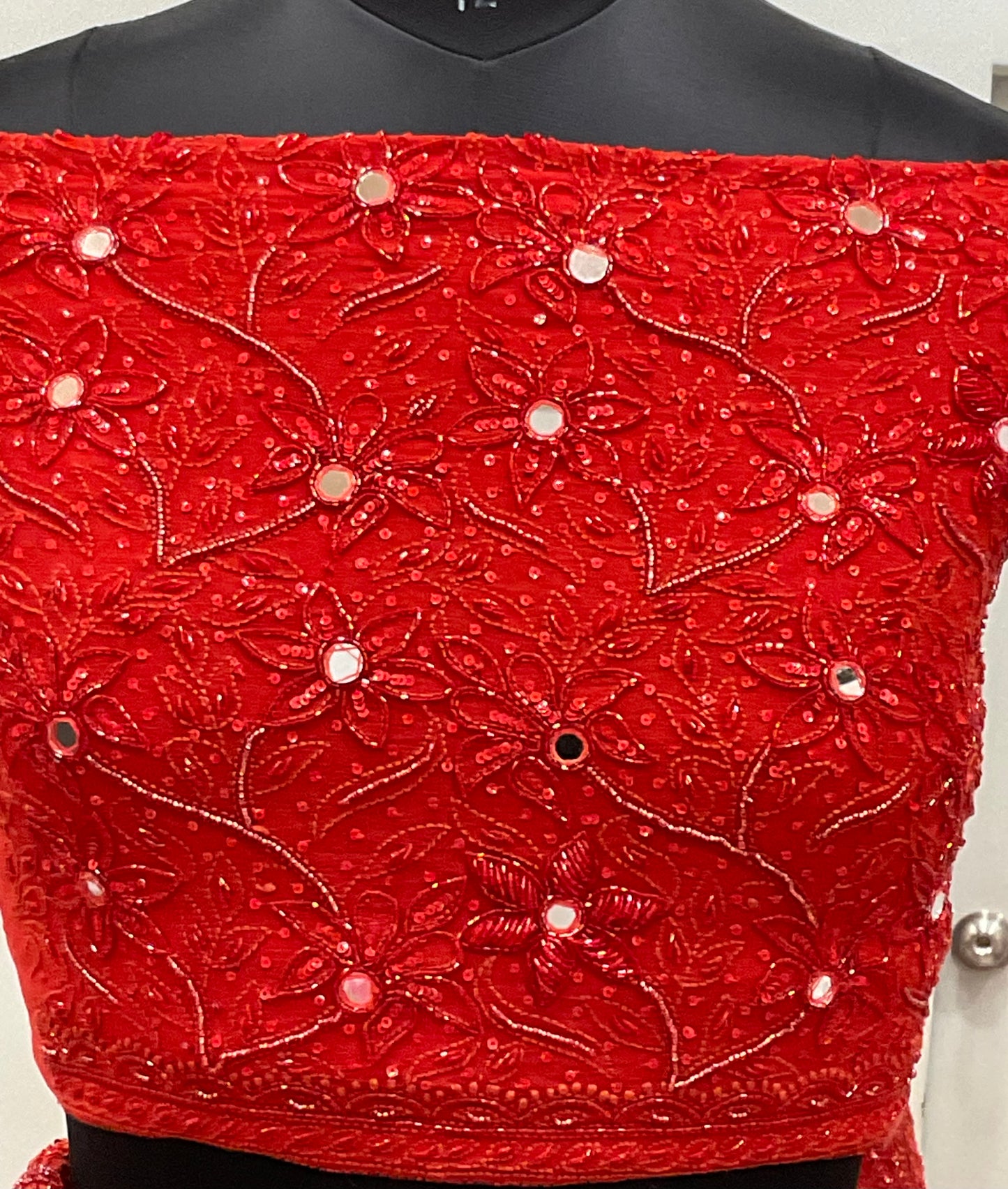 Pure Georgette Lehenga Heavy Pearl, Cutdana and Sequence Red
