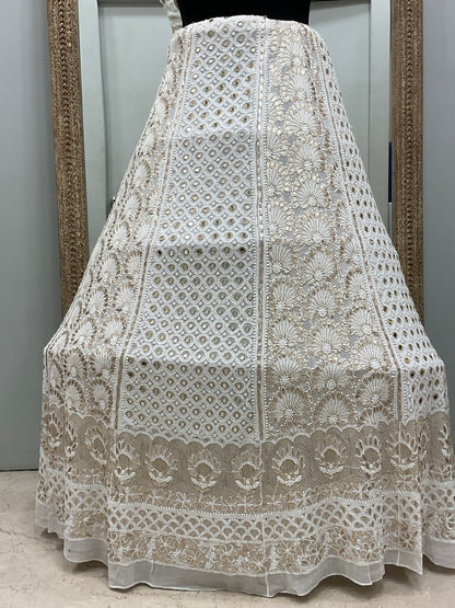 Pure Georgette Lehenga With Heavy Gota Mirror Work Off White 01